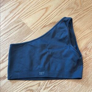 SET One-Shoulder Blue Top